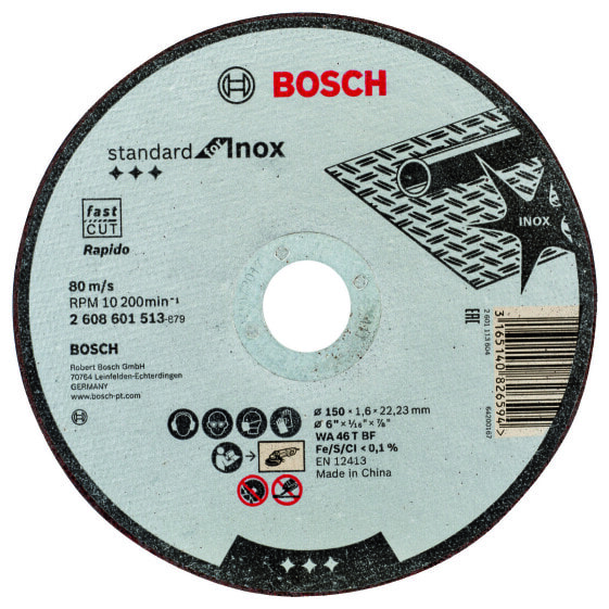 Bosch Trennscheibe gerade Standard for Inox WA 46 T BF, 150 mm, 22,23 mm, 1,6 mm