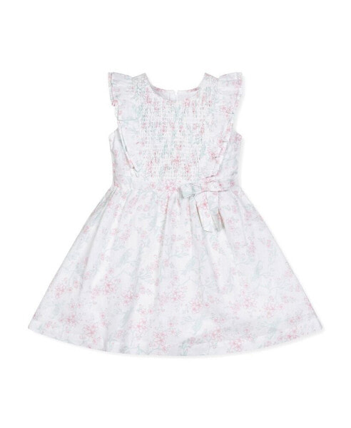 Baby Girls Flutter Sleeve Smocked Flower Dress