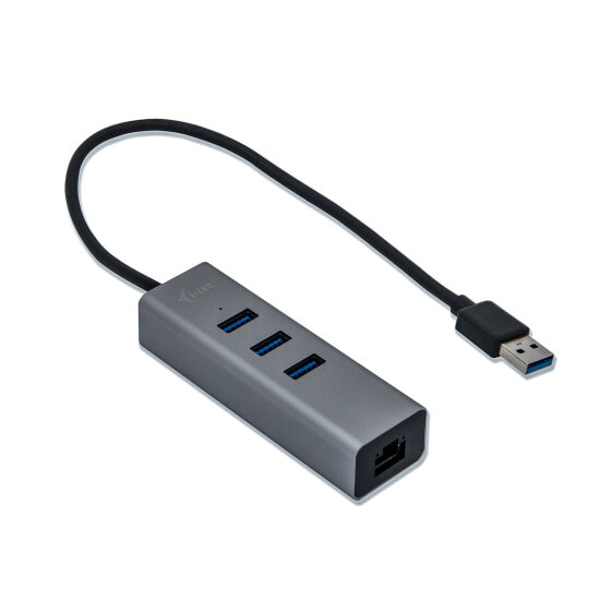 i-tec Metal USB 3.0 HUB 3 Port + Gigabit Ethernet Adapter - USB 3.2 Gen 1 (3.1 Gen 1) Type-A - RJ-45 - USB 3.2 Gen 1 (3.1 Gen 1) Type-A - 5000 Mbit/s - Grey - Metal - Link