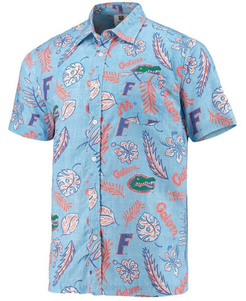 Men's Light Blue Florida Gators Vintage-Like Floral Button-Up Shirt