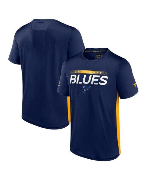 Men's Navy, Gold St. Louis Blues Authentic Pro Rink Tech T-shirt