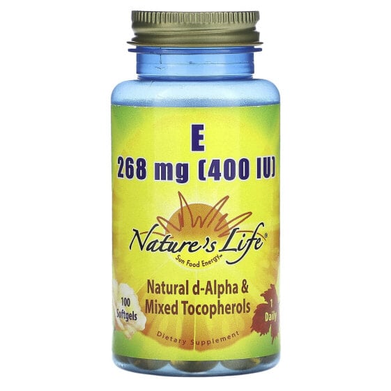 Витамин E, 268 мг (400 МЕ), 100 капсул, Nature's Life
