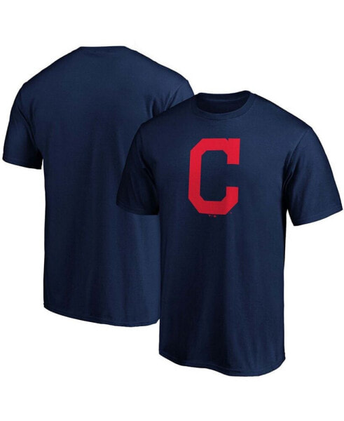 Men's Navy Cleveland Indians Official Logo T-shirt