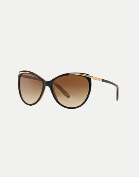 Ralph Ra5150 Cat Eye Sunglasses in Black with Brown lens