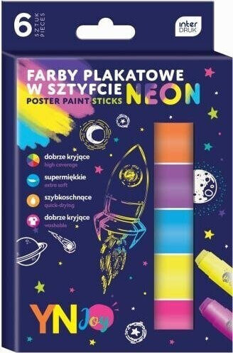 Interdruk Farby plakatowe w sztyfcie Neon 6 kolorów