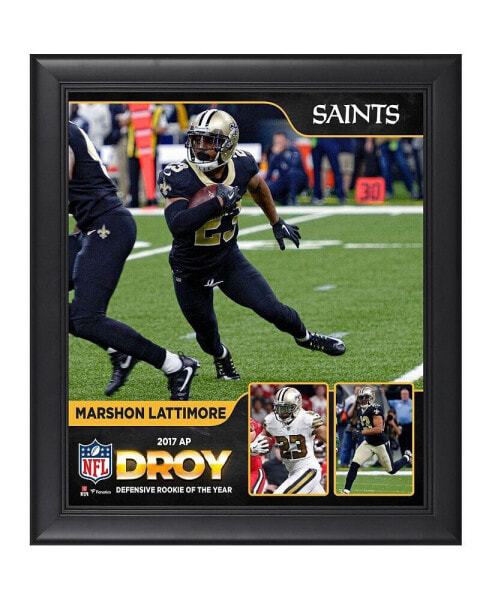 Marshon Lattimore New Orleans Saints 2017 Defensive Rookie of the Year Framed 15" x 17" Collage