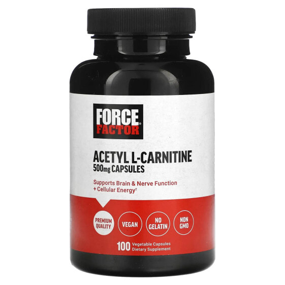 Аминокислоты Force Factor Ацетил L-Карнитин, 500 мг, 100 растительных капсул