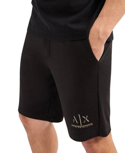 Men's Metallic Logo-Print 9" Drawstring Shorts