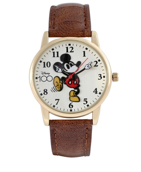 Часы и аксессуары ACCUTIME Унисекс Disney 100th Anniversary Analog коричневые настоящая кожа 30мм