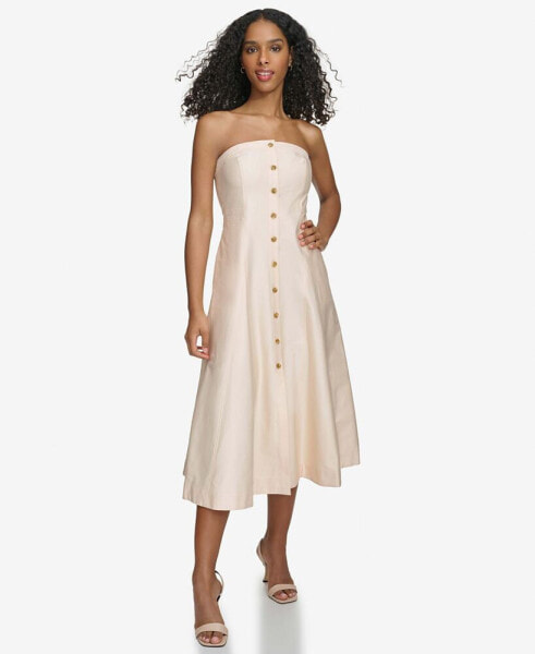 Women's Button-Front Sleeveless Midi Dress