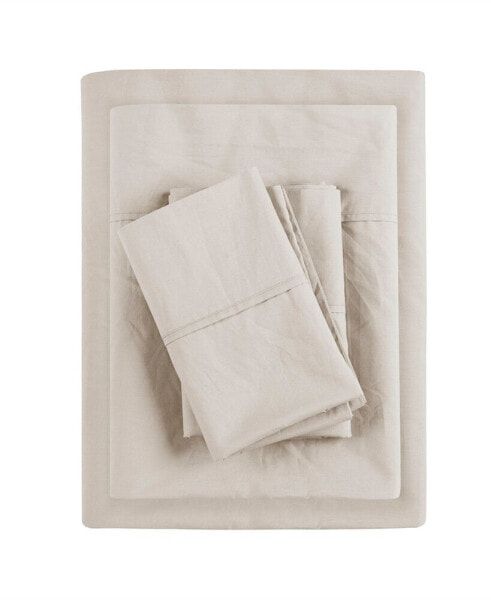 Peached Cotton Percale 3-Pc. Sheet Set, Twin