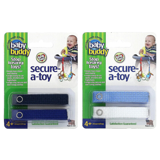 Secure-A-Toy, 4 + Months, Black/Dark Blue & Light Blue/White, 4 Straps