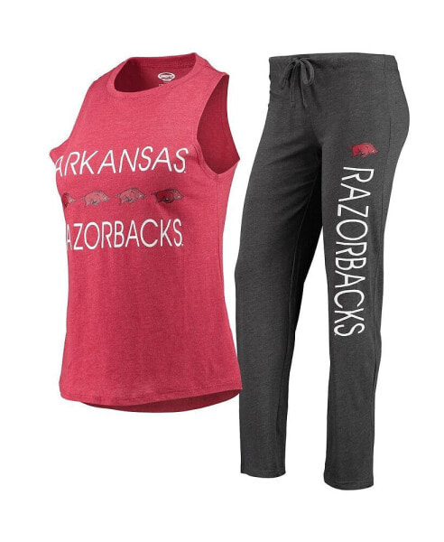 Women's Charcoal, Cardinal Arkansas Razorbacks Tank Top and Pants Sleep Set