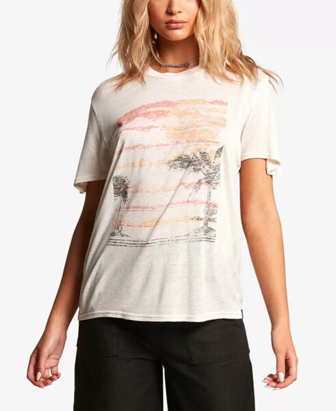 VOLCOM Juniors' Tern N Burn Graphic-Print T-Shirt White Combo Size L