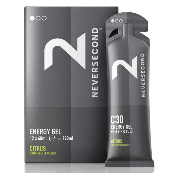 NEVERSECOND C30 60ml Citrus 12 Units Energy Gels Box