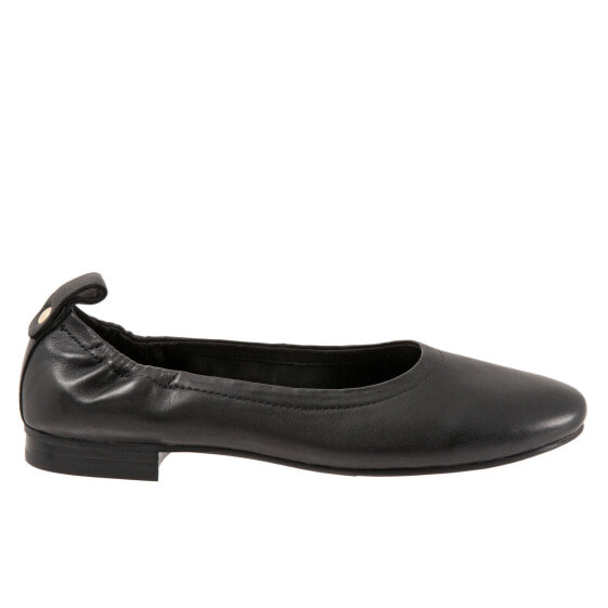 Trotters Gia T2252-001 Womens Black Leather Slip On Ballet Flats Shoes