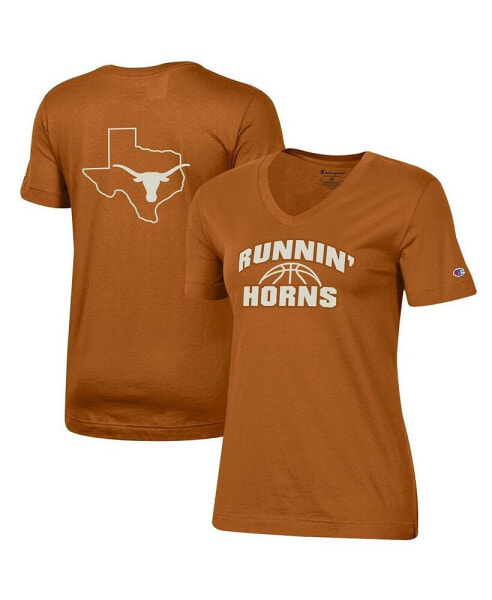 Women's Texas Orange Texas Longhorns Runnin' Horns V-Neck T-shirt
