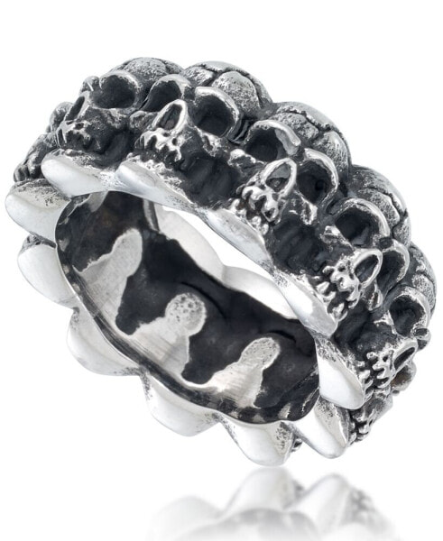 Men's Multi Skull Ring in Oxidized Stainless Steel