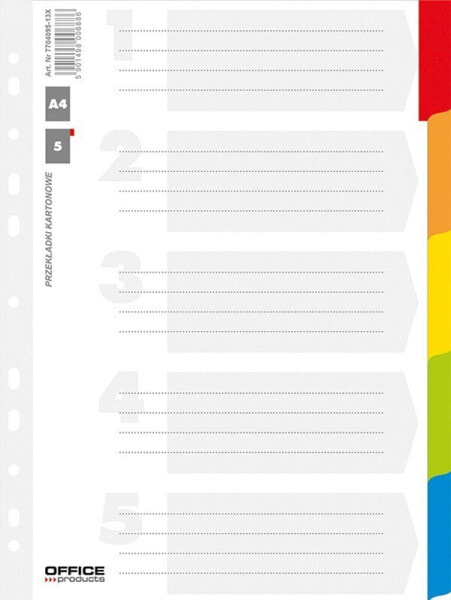 Канцелярские товары для школы Office Products Прокладки из картона А4, 227x297, ламинированные, разноцветные, 5 шт. (21070511-99)