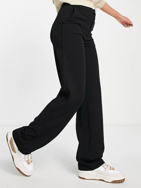 JDY straight leg tailored trousers in black