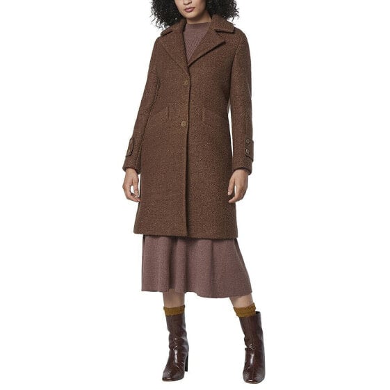 Regine Sb Women's Soft Wool Boucle Coat With Back Vent