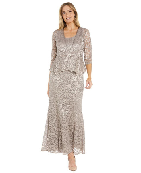 Plus Size Metallic Lace Jacket and Dress