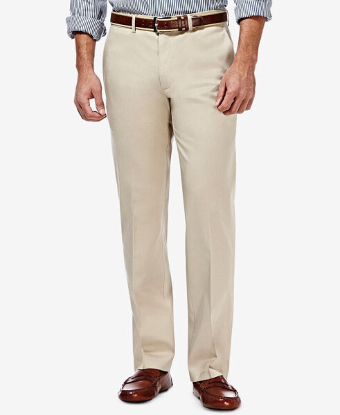 Men’s Premium No Iron Khaki Straight-Fit Stretch Flat-Front Pants