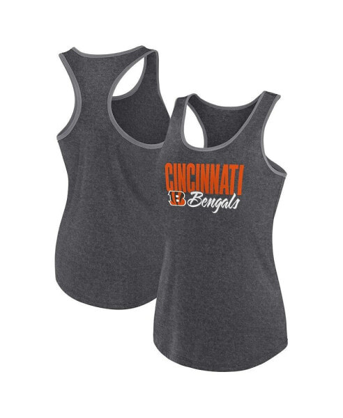 Women's Heather Charcoal Cincinnati Bengals Fuel Racerback Tank Top