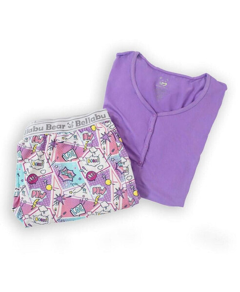 Women's Comic Purple Set of 2 Piece Pajamas