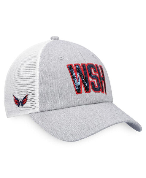 Women's Heather Gray, White Washington Capitals Iconic Glimmer Trucker Snapback Hat