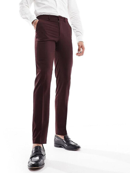 ASOS DESIGN slim suit trouser in burgundy