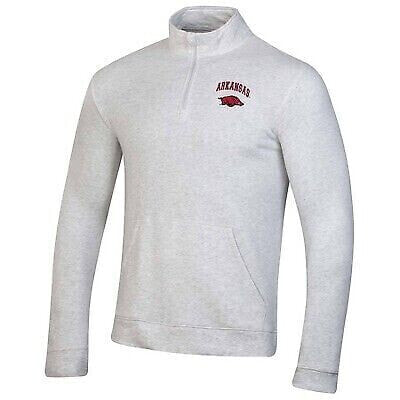 NCAA Arkansas Razorbacks Men's 1/4 Zip Light Gray Sweatshirt - L