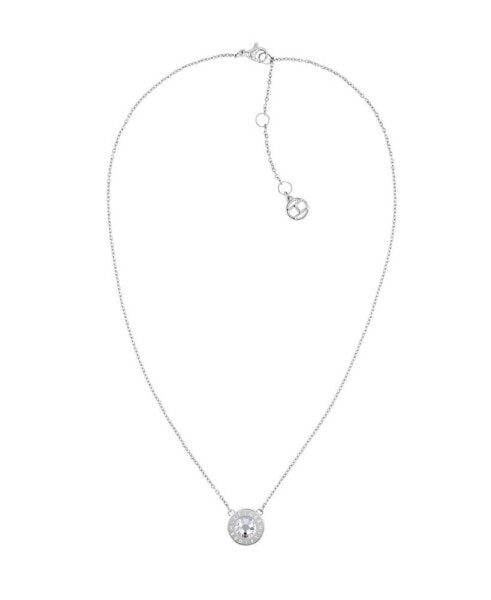 Tommy Hilfiger women's Silver-Tone Stainless Steel Stone Necklace