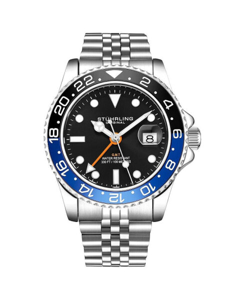 Men's Aquadiver Silver-tone Stainless Steel , Black Dial , 42mm Round Watch