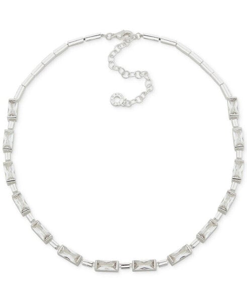 Silver-Tone Baguette Cubic Zirconia Collar Necklace, 16" + 3" extender