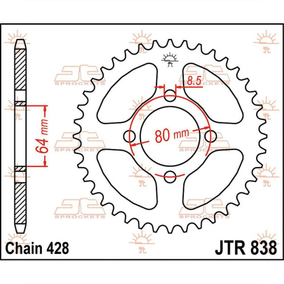 JT SPROCKETS 428 JTR838.38 Steel Rear Sprocket