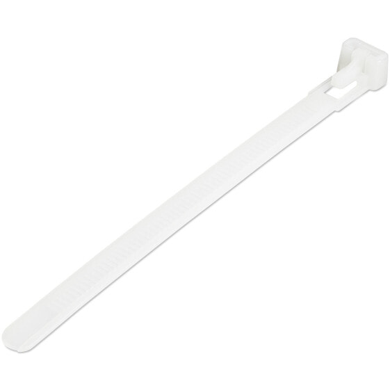 StarTech.com 5"(12cm) Reusable Cable Ties - 1/4"(7mm) wide - 1-1/8"(30mm) Bundle Dia. 50lb(22kg) Tensile Strength - Releasable Nylon Ties - Indoor/Outdoor - 94V-2/UL Listed - 100 Pack - White - Releasable cable tie - Nylon - Plastic - White - 3 cm - V2 - -40 - 85 °C