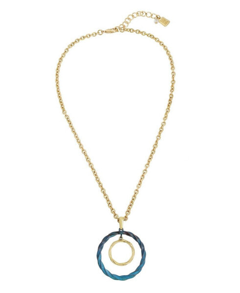 Blue Patina Orbital Pendant Necklace