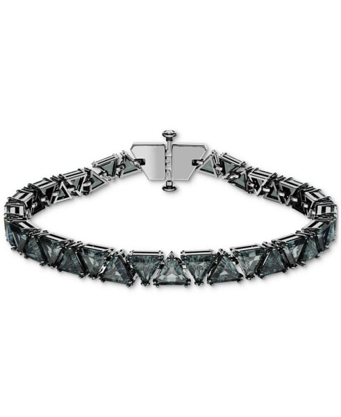 Ruthenium-Plated Black Triangle Crystal Flex Bracelet
