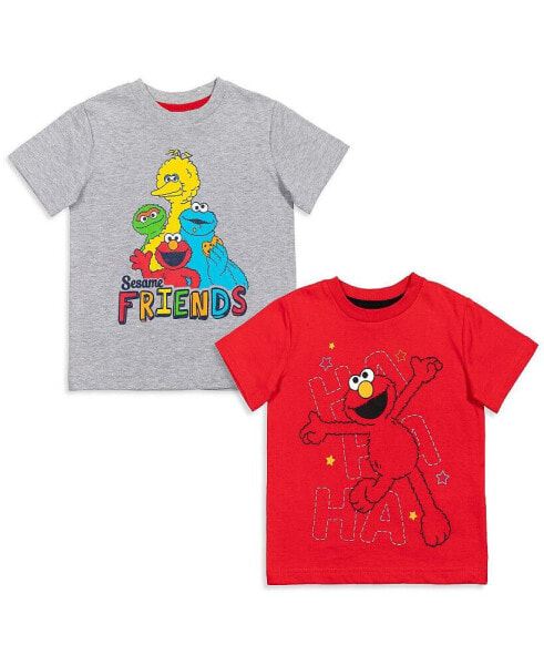 Toddler Boys Elmo's Book of Friends 2 Pack T-Shirts and Board Book Set to (12 Months - 7-8)