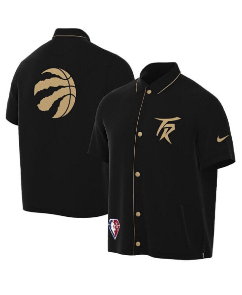 Men's Black, Gold Toronto Raptors 2021/22 City Edition Therma Flex Showtime Short Sleeve Full-Snap Collar Jacket