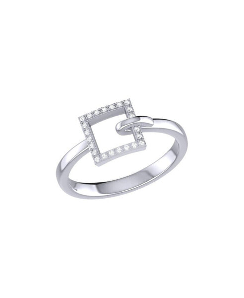 On the Block Square Design Sterling Silver Diamond Ring