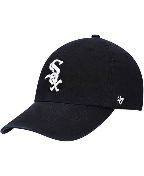 Бейсболка ’47 Brand Черная с логотипом команды Chicago White Sox Clean Up для мальчиков