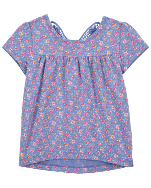 Baby Floral Print Crochet Butterfly Top 24M