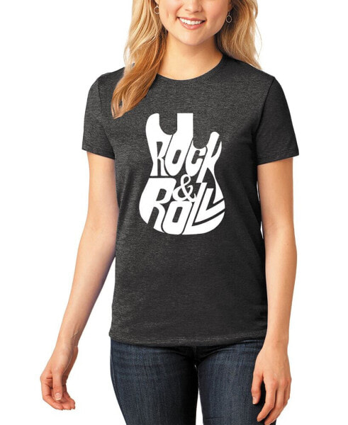 Women's Premium Blend Word Art Rock And Roll Guitar T-Shirt