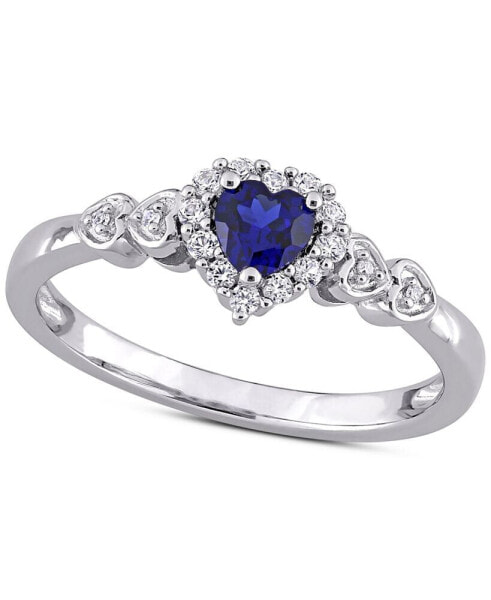 Кольцо Macy's Blue & White Sapphire Heart