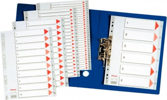Канцелярские товары ESSELTE Перфорированные делители 1-6 с карточкой, Светло-серые PP - 100104