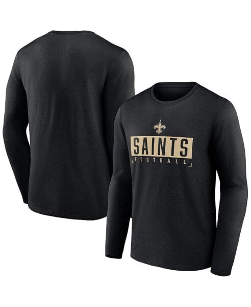 Men's Black New Orleans Saints Big and Tall Wordmark Long Sleeve T-shirt