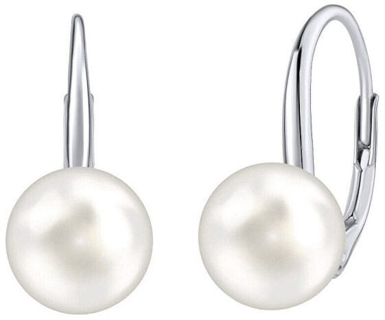 Silver earrings with white Swarovski ® Crystals pearl VSW018ELPS