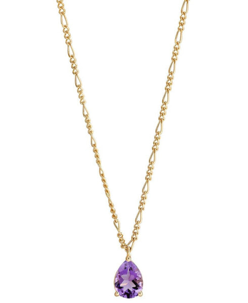 Macy's amethyst Pear Solitaire Pendant Necklace (1 ct. t.w.) in 14k Gold-Plated Sterling Silver, 16" + 2" extender